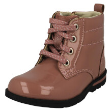 (Pink, UK 6.5 Infant) Girls Clarks Lace Detail Zip Up Ankle Boots Dabi Lace - G Fit