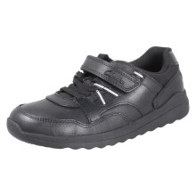 (Black, UK 1 Child) Boys Clarks Football Inspired School Shoes With Charm Daze Kick - F Fit