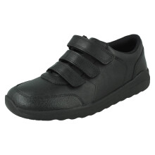 (Black, UK 5 Child) Boys Clarks Triple Strap School Shoes Daze 2 Step Y - F Fit