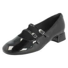 (Black, UK 4) Ladies Clarks Mary Jane Buckle Fastening Smart Shoes Daiss 30 Shine - D Fit