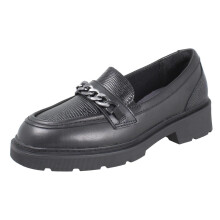 (Black, UK 4.5 Child) Girls Clarks Chunky Square Toe Loafer School Shoes Eris Edge - F Fit