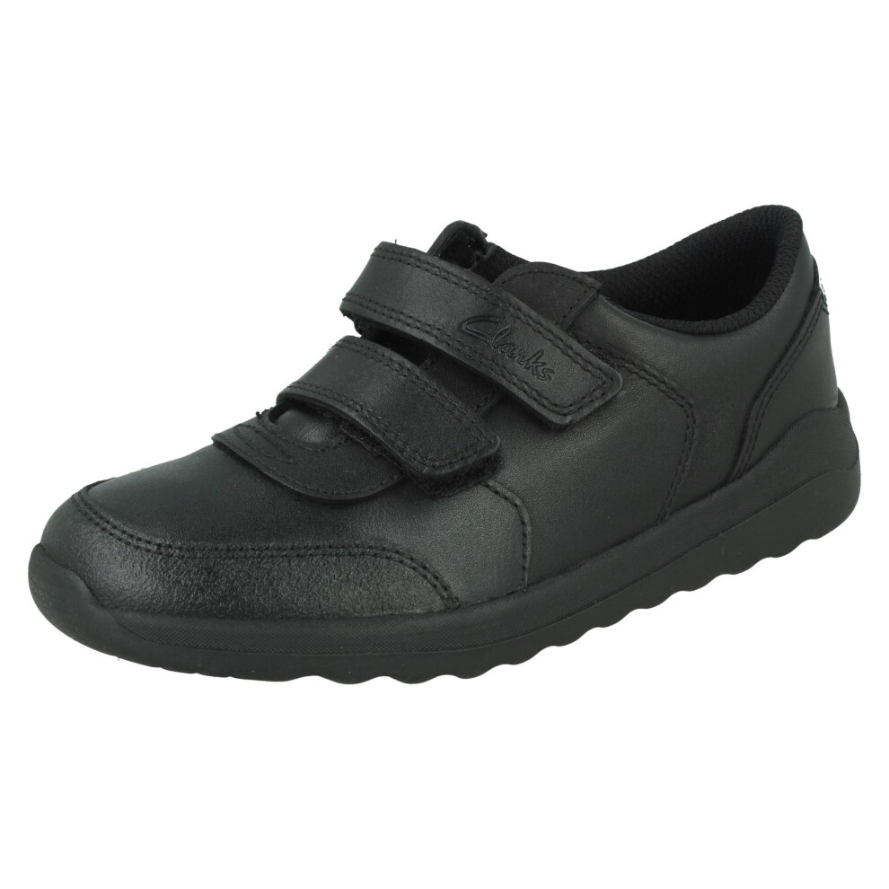 Clarks (Black, Uk 13 Child) Boys Double Strap School Shoes Daze 2 Step K - H Fit
