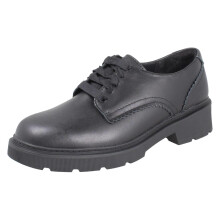 (Black, UK 6.5 Child) Girls Clarks Scalloped Edge Chunky Sole School Shoes Eris Pure - G Fit