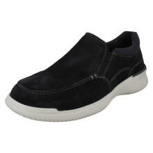(Navy, UK 12) Mens Clarks Contoured Comfort Slip On Shoes Donaway Free - G Fit