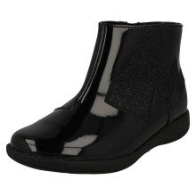 (Black, UK 11 Child) Girls Pokmon Collection By Clarks Glitter Pikachu Tail Detailed Ankle Boots Etch Trail - G Fit