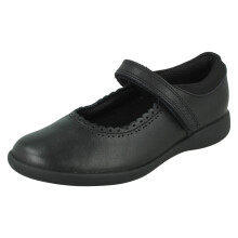 (Black, UK 13.5 Child) Girls Clarks Scalloped Edge Mary Jane School Shoes Etch Pure K - G Fit