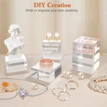 Acrylic Base 16PCS Acrylic Blocks for Display 2x2x1 Inch Square Riser Display Stands Trophy for Trophy Jewelry