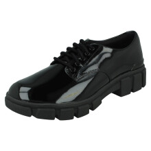(Black, UK 6.5 Child) Girls Clarks Chunky Sole School Shoes Evyn Lace Y - G Fit