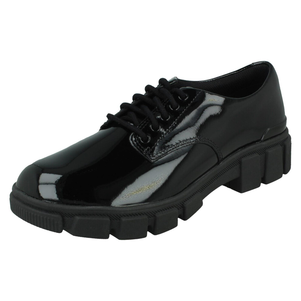 Clarks (Black, Uk 7 Child) Girls Chunky Sole School Shoes Evyn Lace Y - F Fit