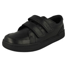 (Black, UK 13.5 Child) Boys Clarks Lightweight Hook & Loop Fastening School Shoes Fawn Strap - F Fit