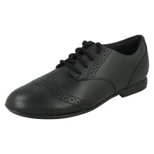 (Black, UK 1 Child) Girls Clarks Brogue Lace Up School Shoes Finja Brogue O - F Fit