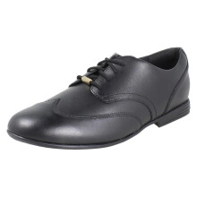 (Black, UK 3.5 Child) Girls Clarks Wingtip Lace Up School Shoes Finja Wing - F Fit