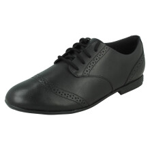 (Black, UK 4 Child) Girls Clarks Brogue Lace Up School Shoes Finja Brogue Y - H Fit