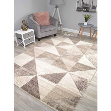 Impulse Taupe Beige Triangles Thick Quality Modern Carved Rugs Runner Small Extra Large Soft (67cm x 120cm)