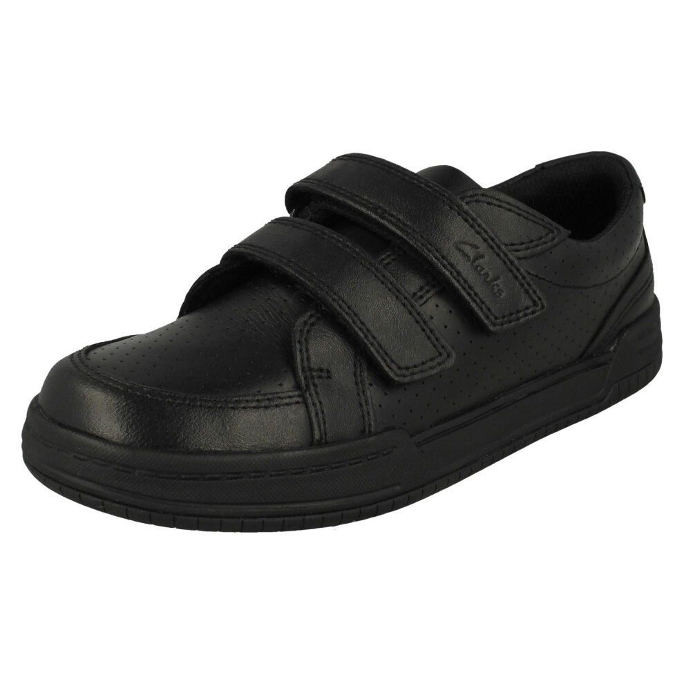 Clarks (Black, Uk 11 Child) Boys Lightweight Hook & Loop Fastening School Shoes Fawn Strap - G Fit