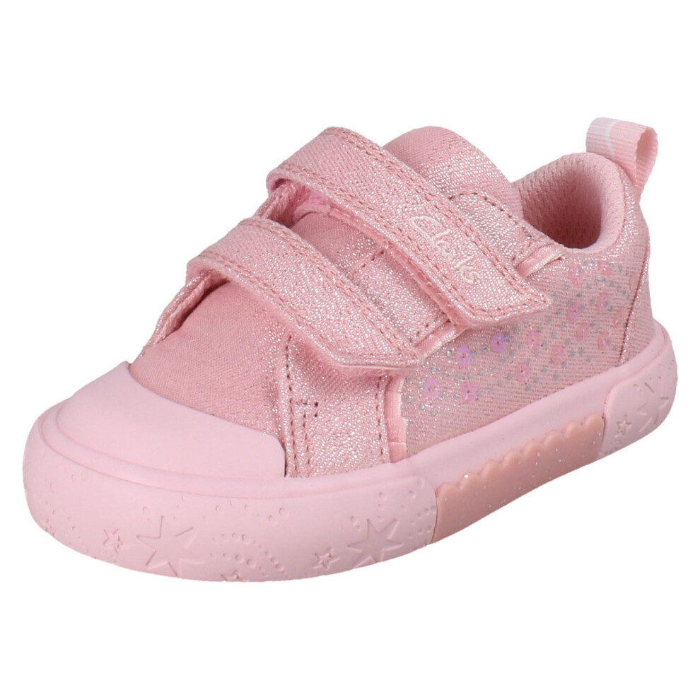 Clarks (Pink, Uk 11 Child) Girls Canvas Foxing Gleam - F Fit
