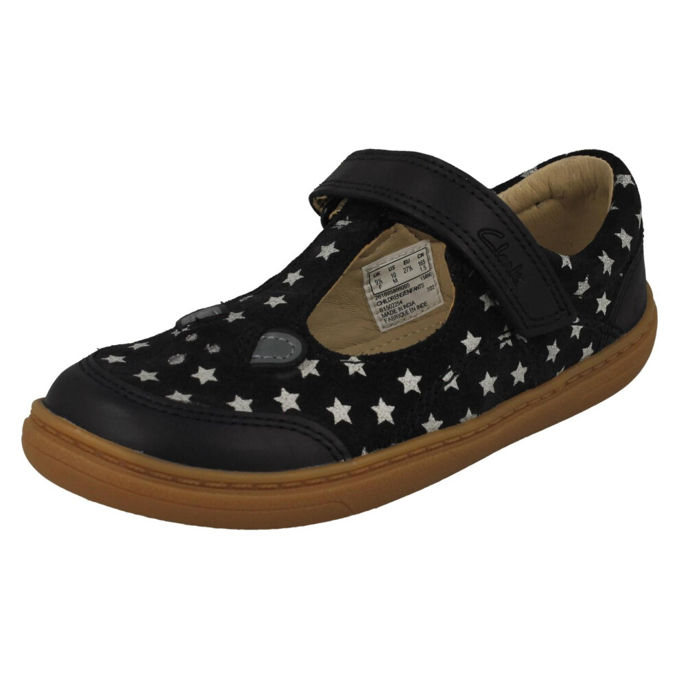 Clarks (Navy, Uk 4.5 Infant) Girls Mouse Detailed Mary Jane Shoes Flash Mouse - G Fit