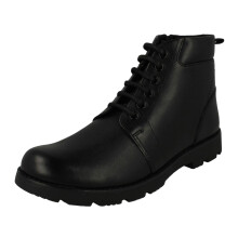 (Black, UK 3 Child) Boys Clarks Smart Biker Style Ankle Boots Heath Mid Y - G Fit