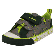 (Grey, UK 5.5 Infant) Childrens Clarks Pattern Detailed Canvas Shoes Foxing Lo - F Fit
