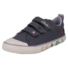 (Lilac, UK 8 Child) Childrens Clarks Pattern Detailed Canvas Shoes Foxing Lo - G Fit