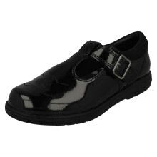 (Black, UK 10 Child) Girls Clarks T-Bar School Shoes Jazzy Tap K - G Fit