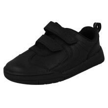 (Black, UK 10.5 Child) Boys Clarks Hook & Loop Fastening School Shoes Kick Pace K - F Fit