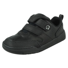 (Black, UK 12 Child) Boys Clarks Fold-Over Tongue School Shoes Laser Track K - F Fit