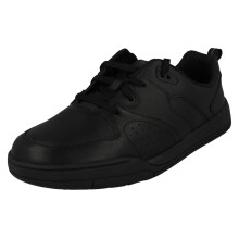 (Black, UK 7.5 Child) Boys Clarks Lace Up School Shoes Kick Step Y - F Fit