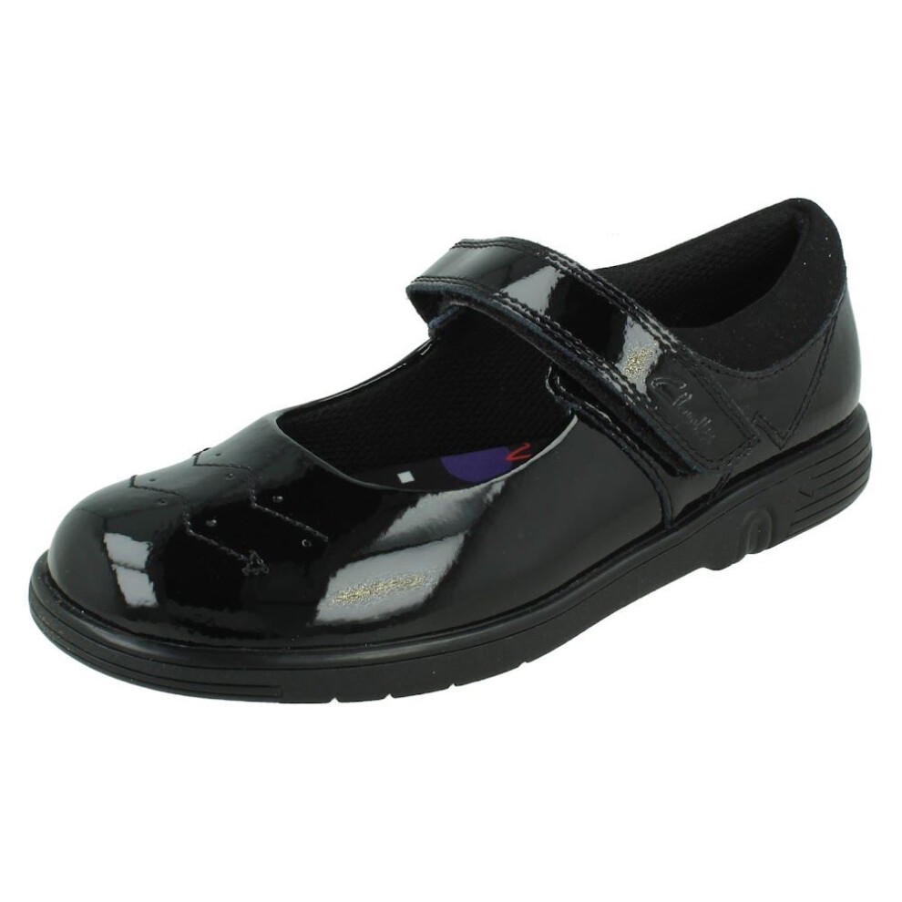 Clarks (Black, Uk 12 Child) Girls Mary Jane Style School Shoes Jazzy Jig K - F Fit
