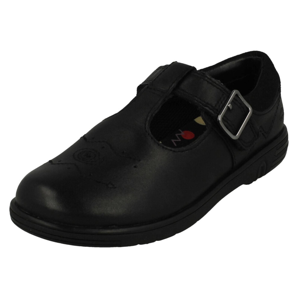 Clarks (Black, Uk 12.5 Child) Girls T-Bar School Shoes Jazzy Tap K - G Fit