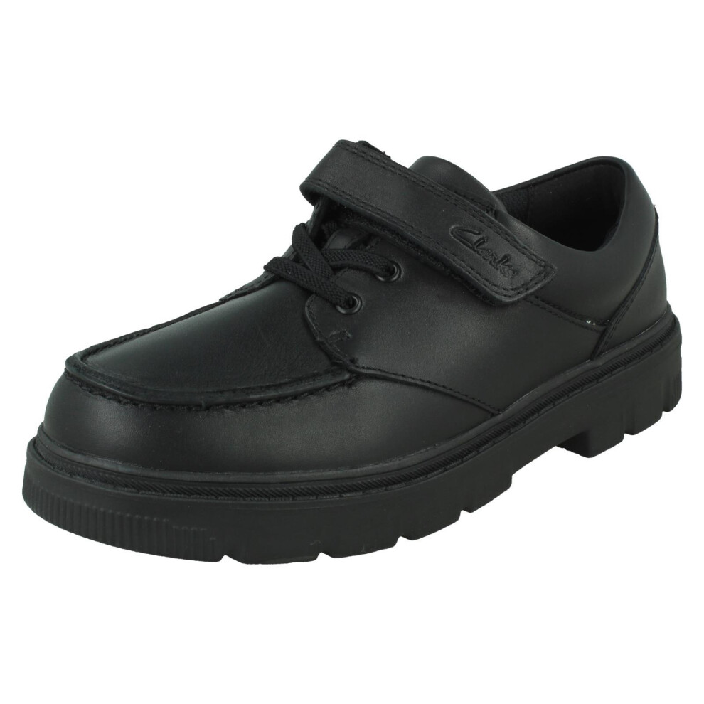 Clarks (Black, Uk 2.5 Child) Boys Elasticaed Lace School Shoes Lorcam Edge K - F Fit