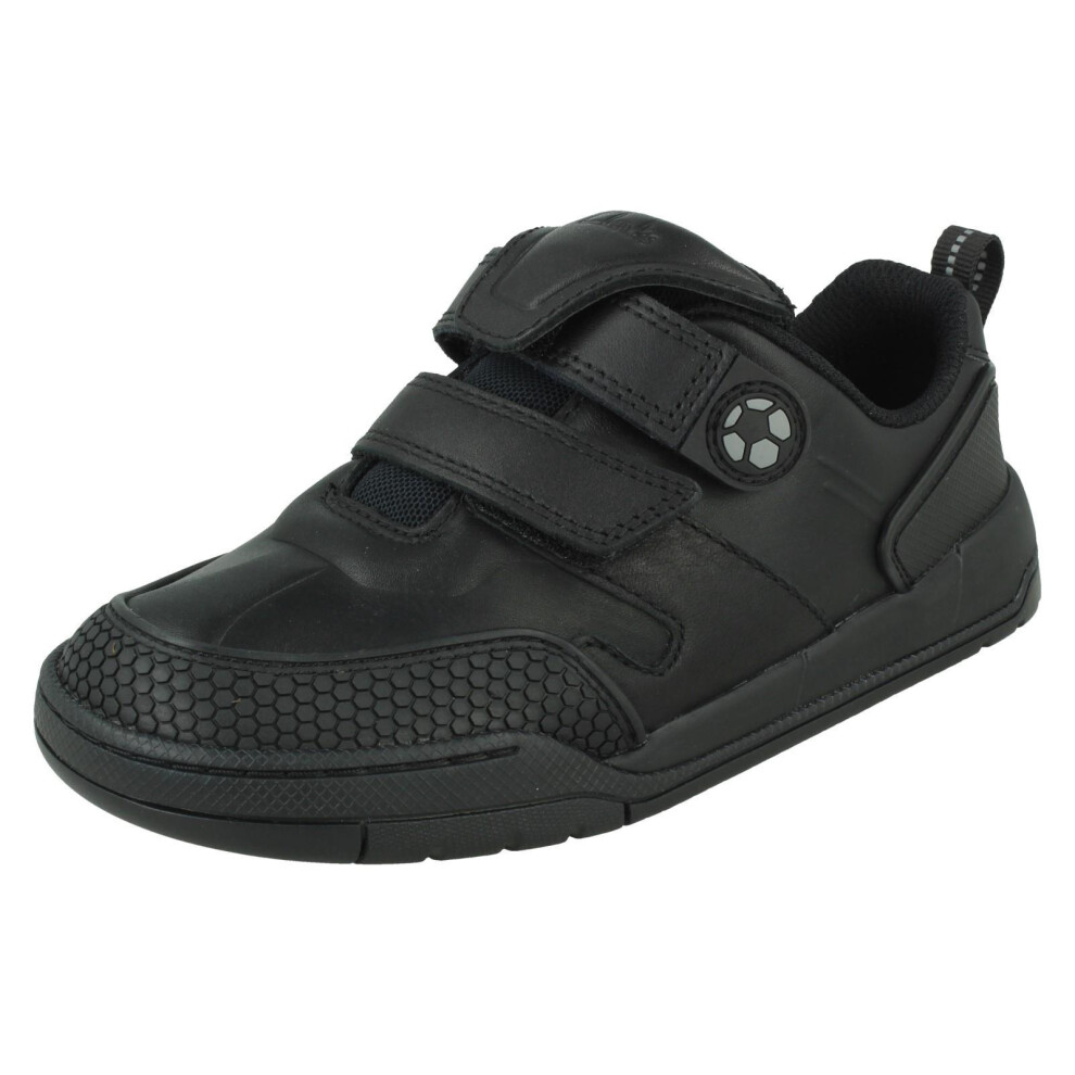 Clarks (Black, Uk 10 Child) Boys Fold-Over Tongue School Shoes Laser Track K - F Fit