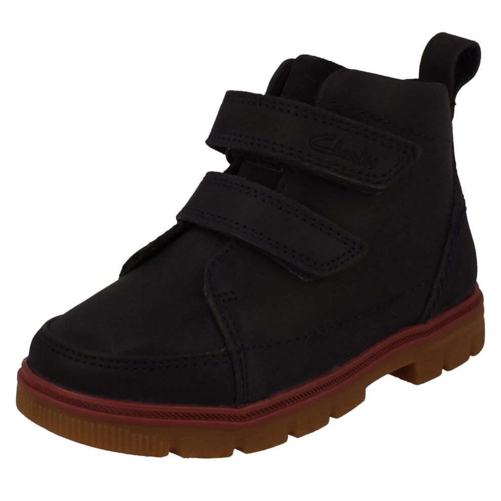 Clarks (Navy, Uk 7.5 Infant) Boys Padded Collar Ankle Boots Lorcam Hi K - G Fit