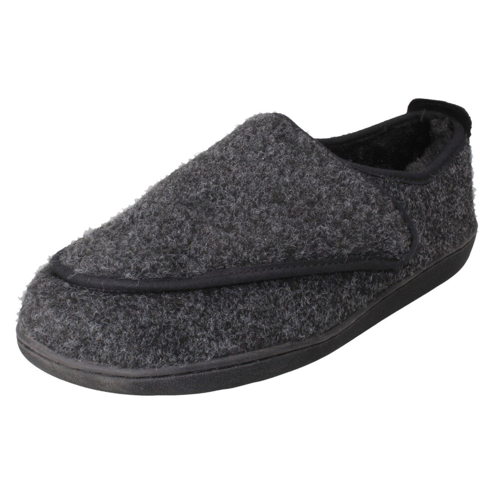 Clarks Men's Grey King Riptape Slipper Dark Felt Slip Ons, Slippers | Size: 12/Standard Fit - Image 3