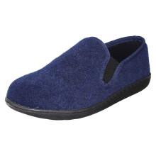 (Navy Interest, UK 9) Mens Clarks Textile Slip On Twin Gusset Slippers King Ease - G Fit