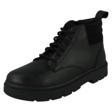 (Black, UK 8 Junior) Boys Clarks Lace Up Ankle Boots Lorcam Trail - G Fit
