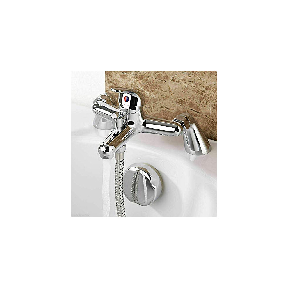Evolve - Modern Chrome Bath Filler Shower Mixer Tap With Multi Mode Shower Head, Adjustable Manual Hot And Cold Mixer And Adjustable Water Pressure 5060897210123