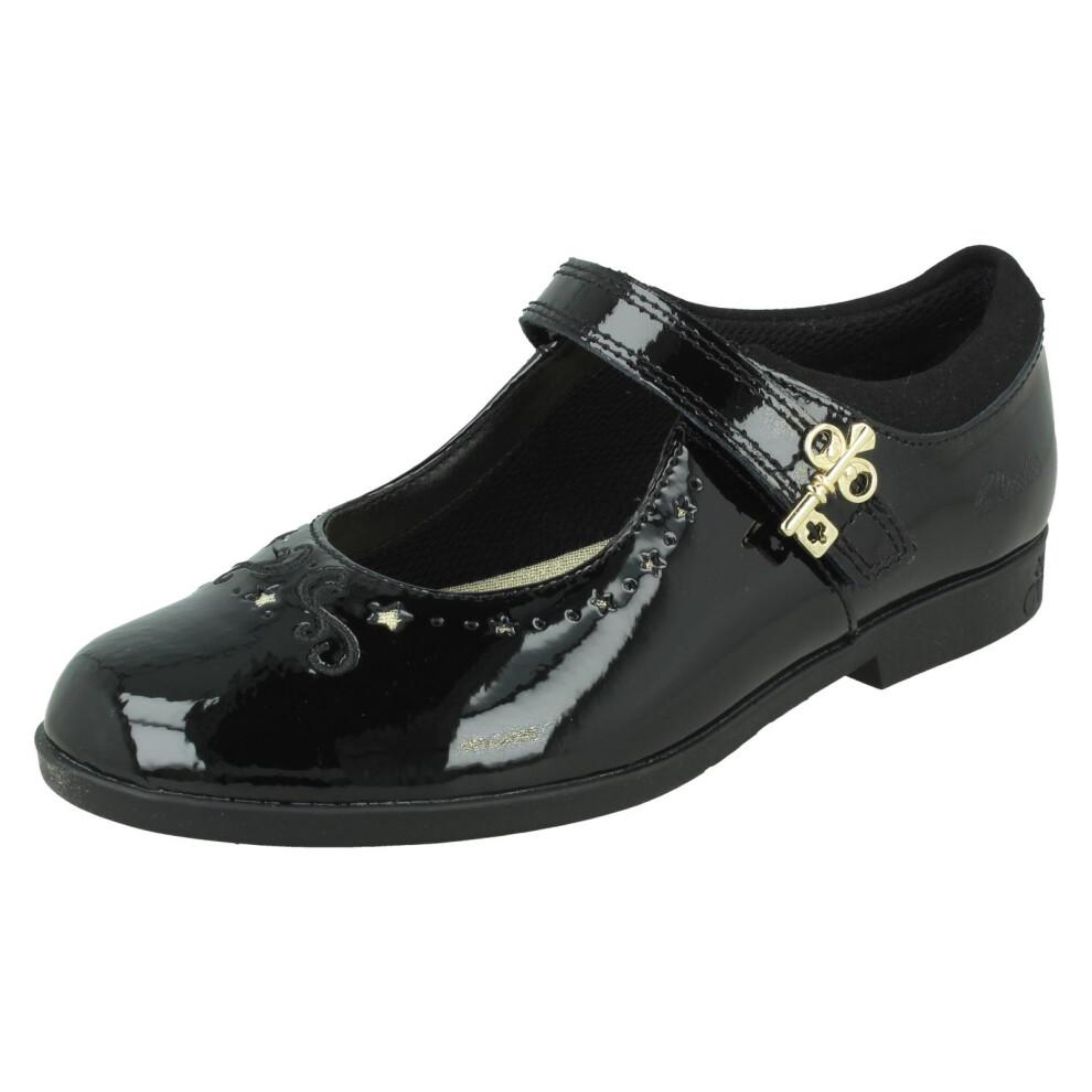 Clarks (Black, Uk 13 Child) Girls Key Detail School Shoes Lock Magic - G Fit