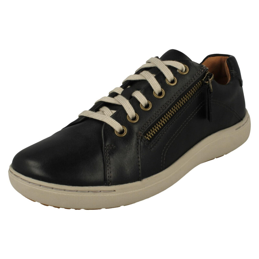Clarks (Black, Uk 6.5) Ladies Casual Lace Up Trainers - Nalle Lace - E Fit