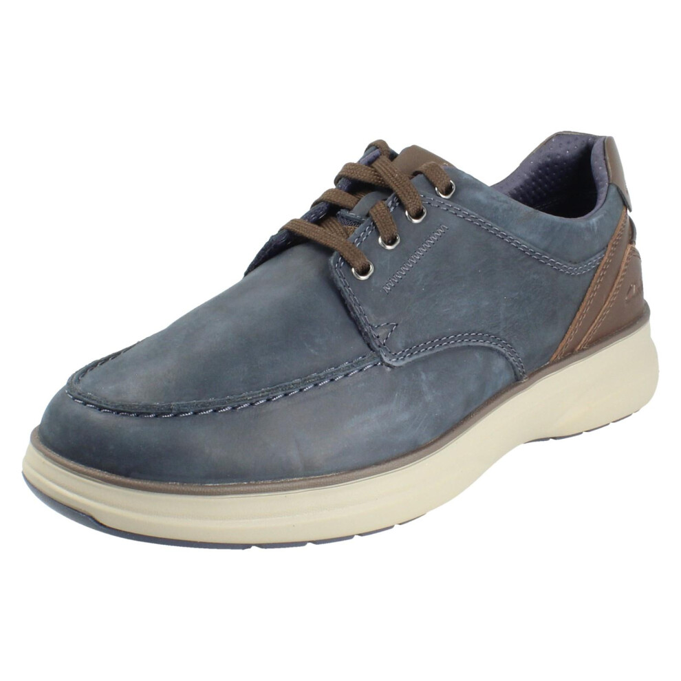 Clarks (Navy, Uk 9) Mens Casual Moc Toe Shoes Mullan Moc - H Fit