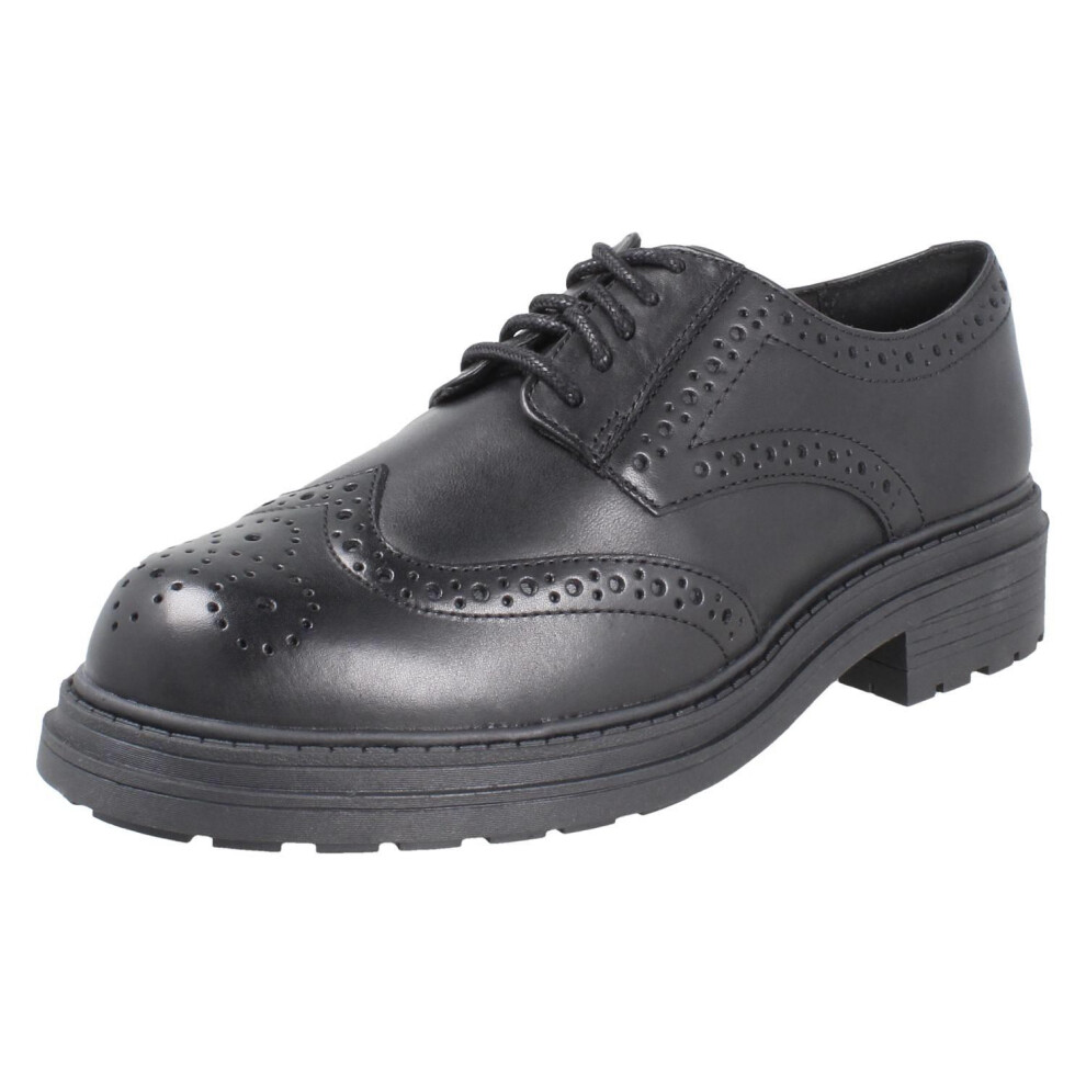 Clarks (Black, Uk 7) Ladies Chunky Sole Brogue Lace Up Shoes Orinoco3 Derby - E Fit
