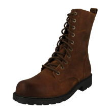 (Brown, UK 6.5) Ladies Clarks Lace Up Detailed Combat Style Boots Orinoco2 Style - E Fit