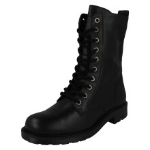 (Black, UK 7.5) Ladies Clarks Lace Up Detailed Combat Style Boots Orinoco2 Style - E Fit