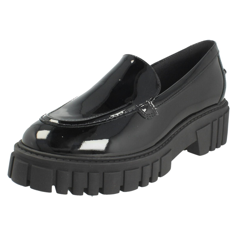 Clarks (Black, Uk 6.5) Ladies Chunky Sole Slip On Loafer Smart Shoes Page Loafer - D Fit