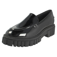 (Black, UK 8) Ladies Clarks Chunky Sole Slip On Loafer Smart Shoes Page Loafer - D Fit