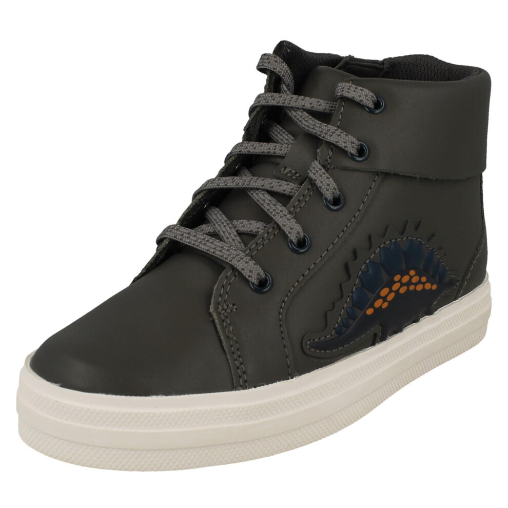 Clarks (Grey, Uk 7.5 Infant) Childrens Animal Detailed Lace Up Ankle Boots Nova City - F Fit