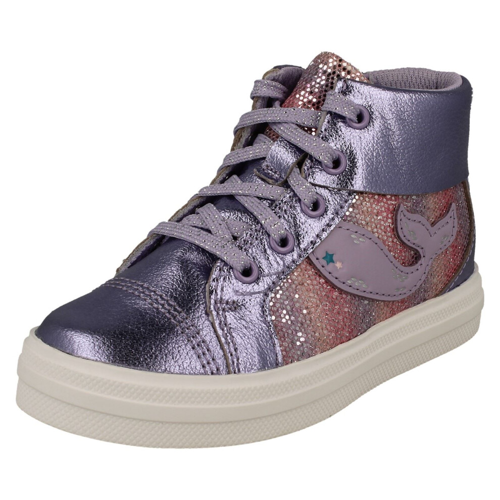 Clarks (Lilac, Uk 5.5 Infant) Childrens Animal Detailed Lace Up Ankle Boots Nova City - F Fit