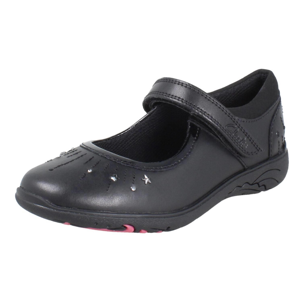 Clarks (Black, Uk 8.5 Child) Girls Playprints Mary Jane School Shoes Relda Wish - H Fit