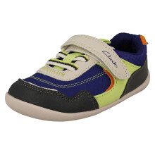 (Blue, UK 3 Infant) Boys Clarks Casual Hook & Loop Sporty Style Shoes Roamer Sport T - F Fit