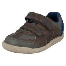 (Grey, UK 4 Infant) Boys Clarks Claw Detailed Casual Shoes Rex Play - F Fit